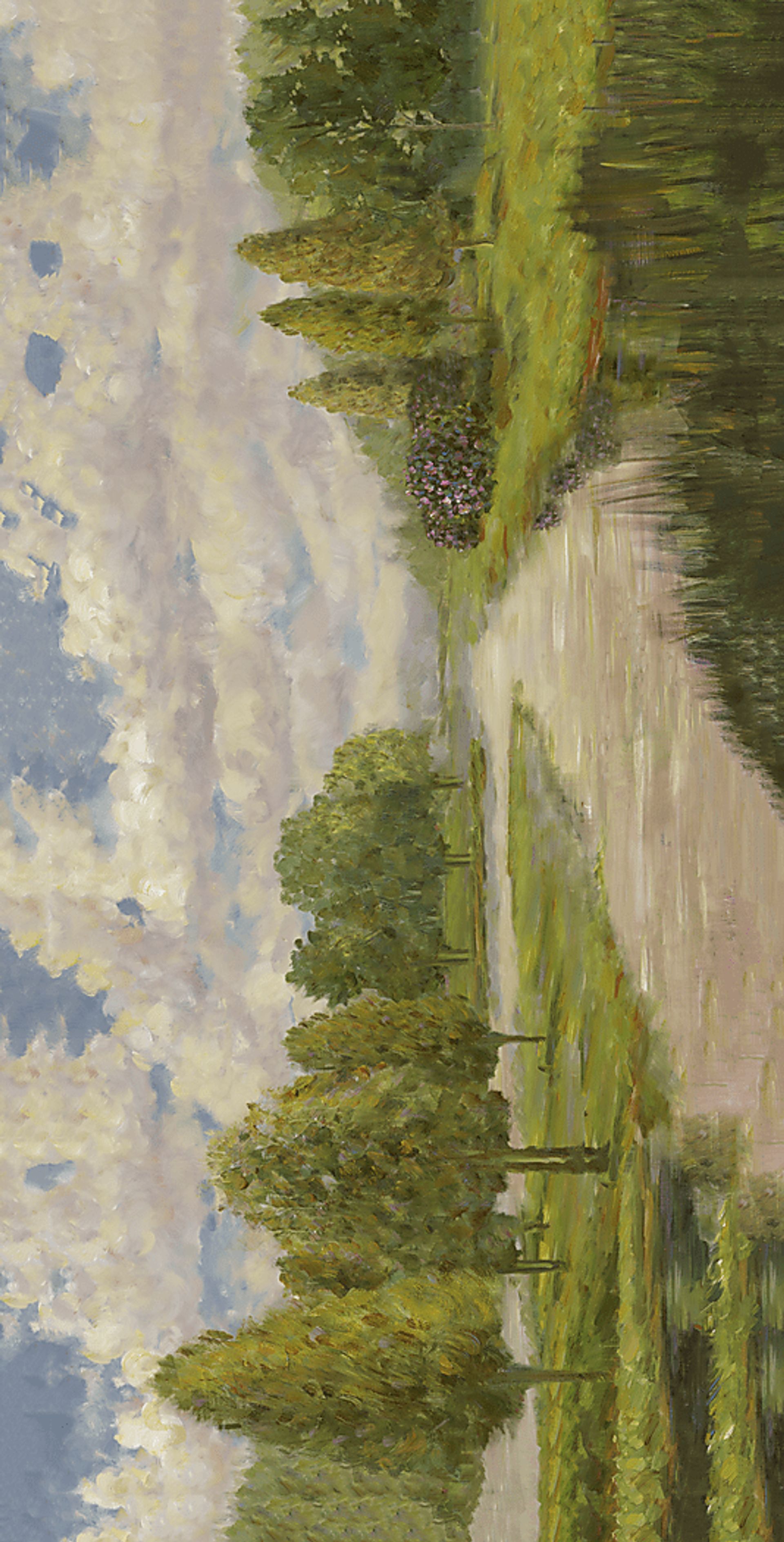Peaceful Lake 7' Long Canvas Artwork - Image 1