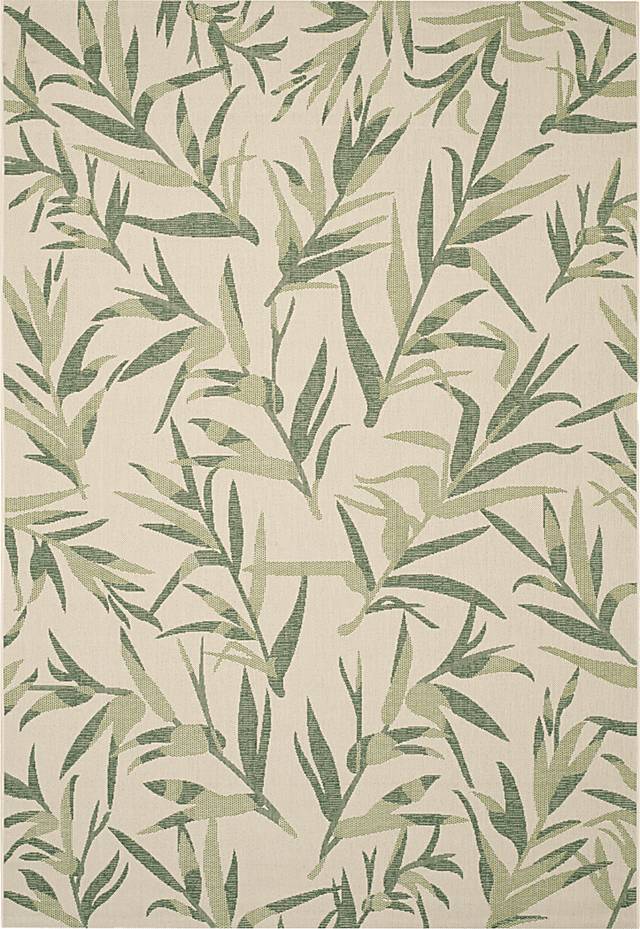 Peaceful Palms Beige 6'7 x 9'6 Indoor/Outdoor Rug - Thumbnail - Image 1