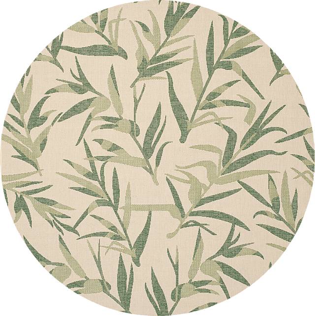 Peaceful Palms Beige 8' Round Indoor/Outdoor Rug - Thumbnail - Image 1