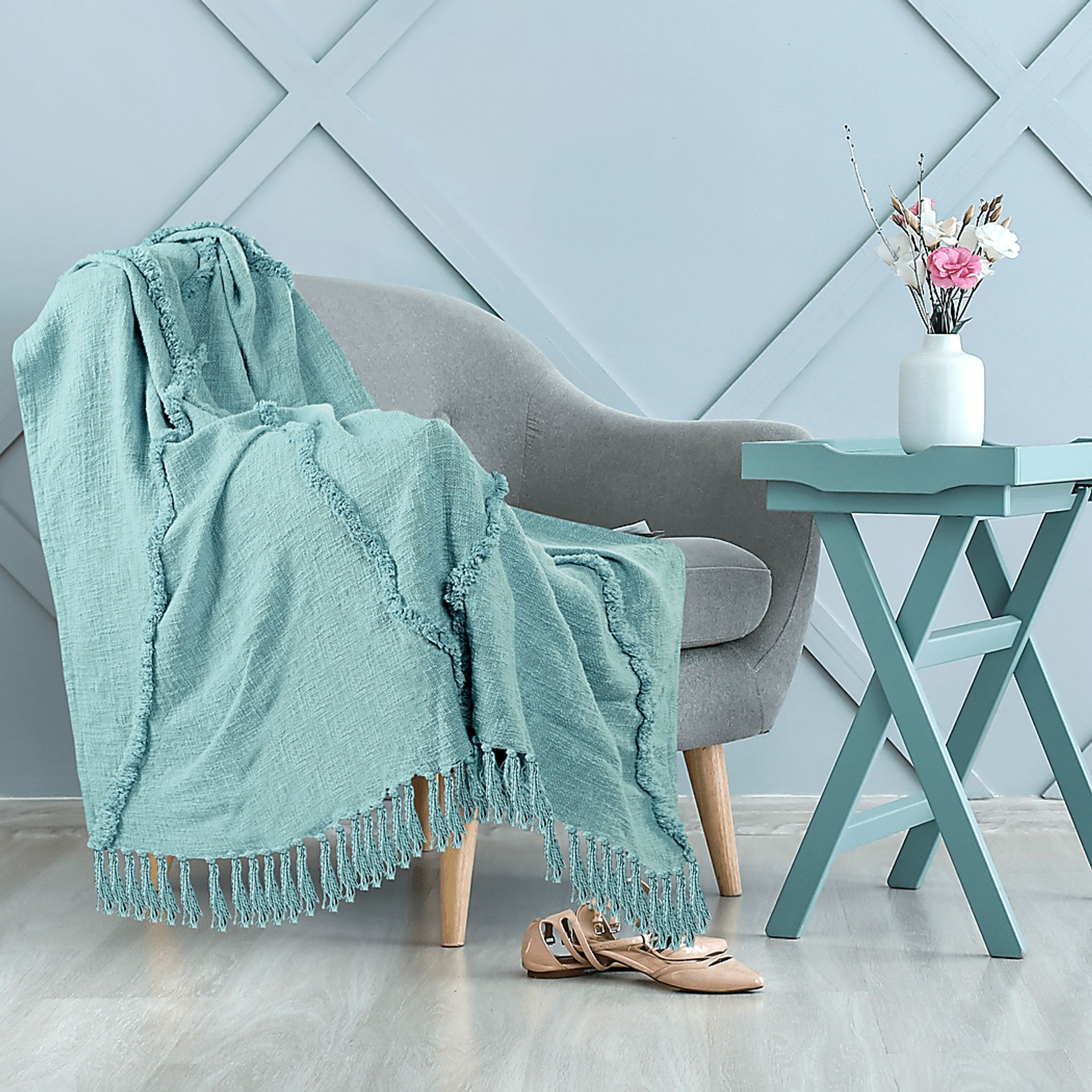 Aqua blue throw blanket sale