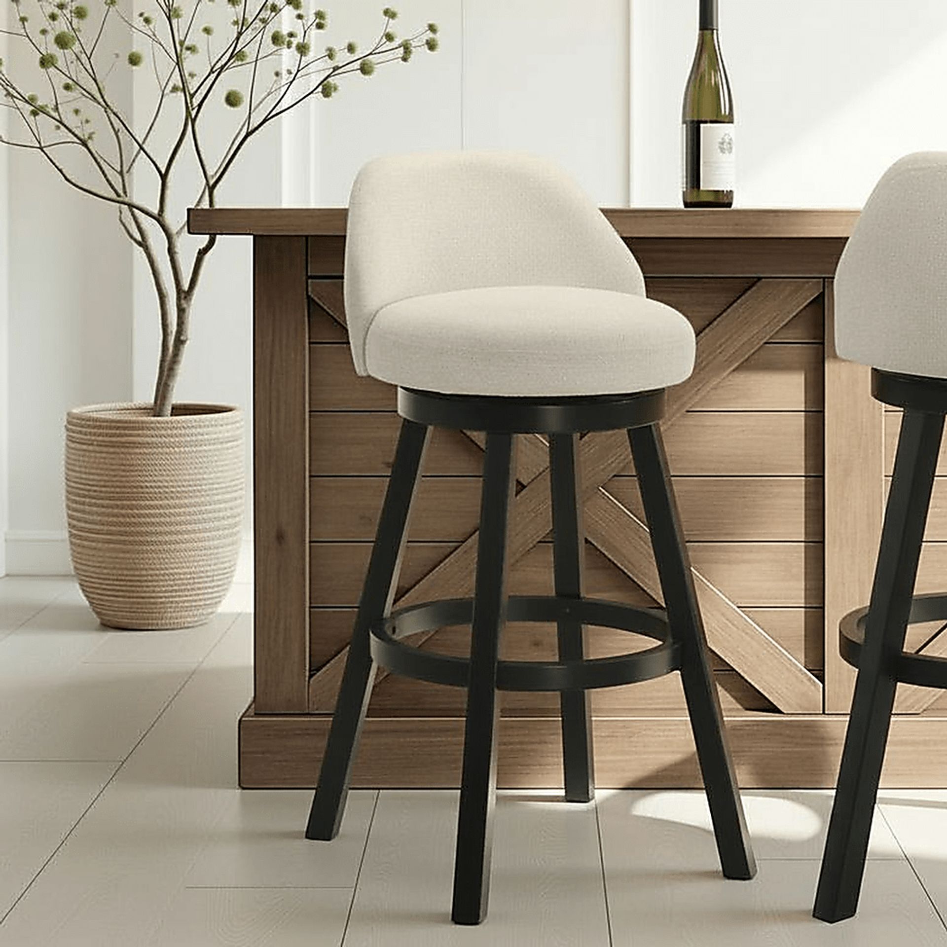 Peachworld White Swivel Barstool - Image 2