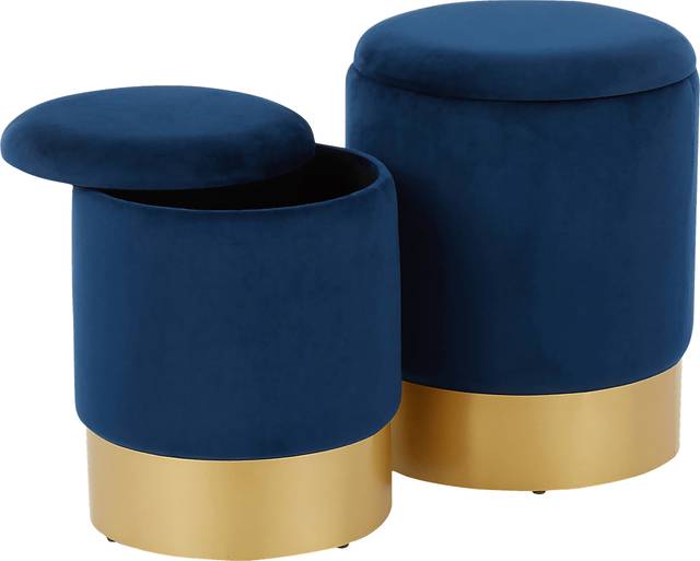 Pearlie Blue Ottoman, Set of 2 - Thumbnail - Image 2