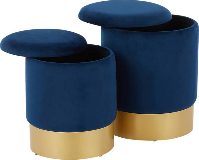 Pearlie Blue Ottoman, Set of 2 - Thumbnail - Image 4