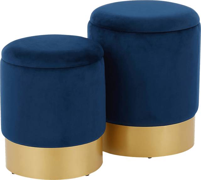 Pearlie Blue Ottoman, Set of 2 - Thumbnail - Image 1
