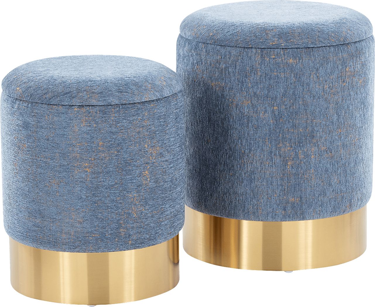 Pearlie Blue Ottoman, Set of 2