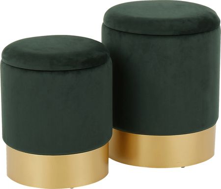 Pearlie Green Ottoman, Set of 2
