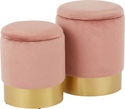 Pearlie Pink Ottoman, Set of 2