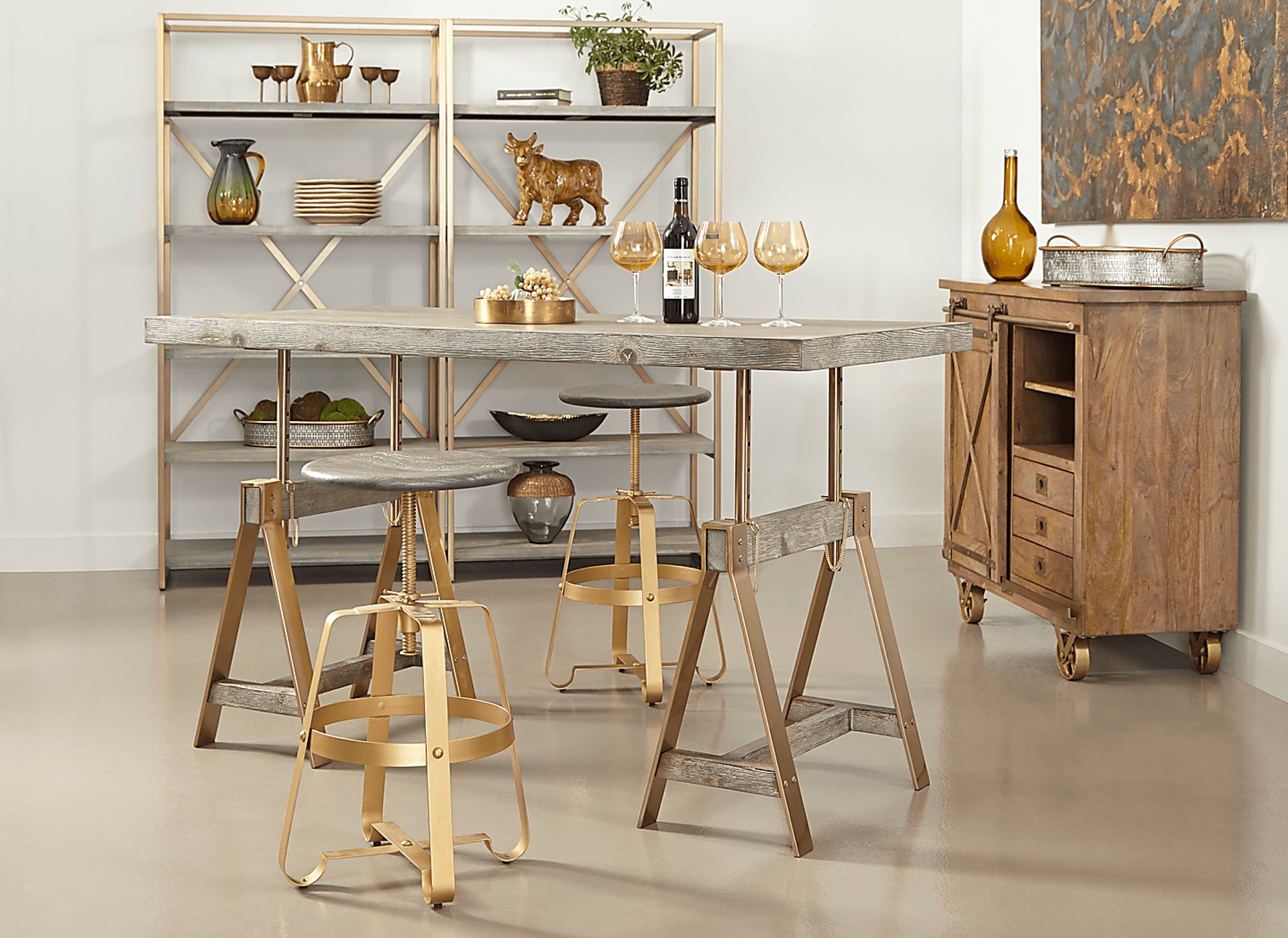 Pearman Gold Adjustable Swivel Barstool - Image 3
