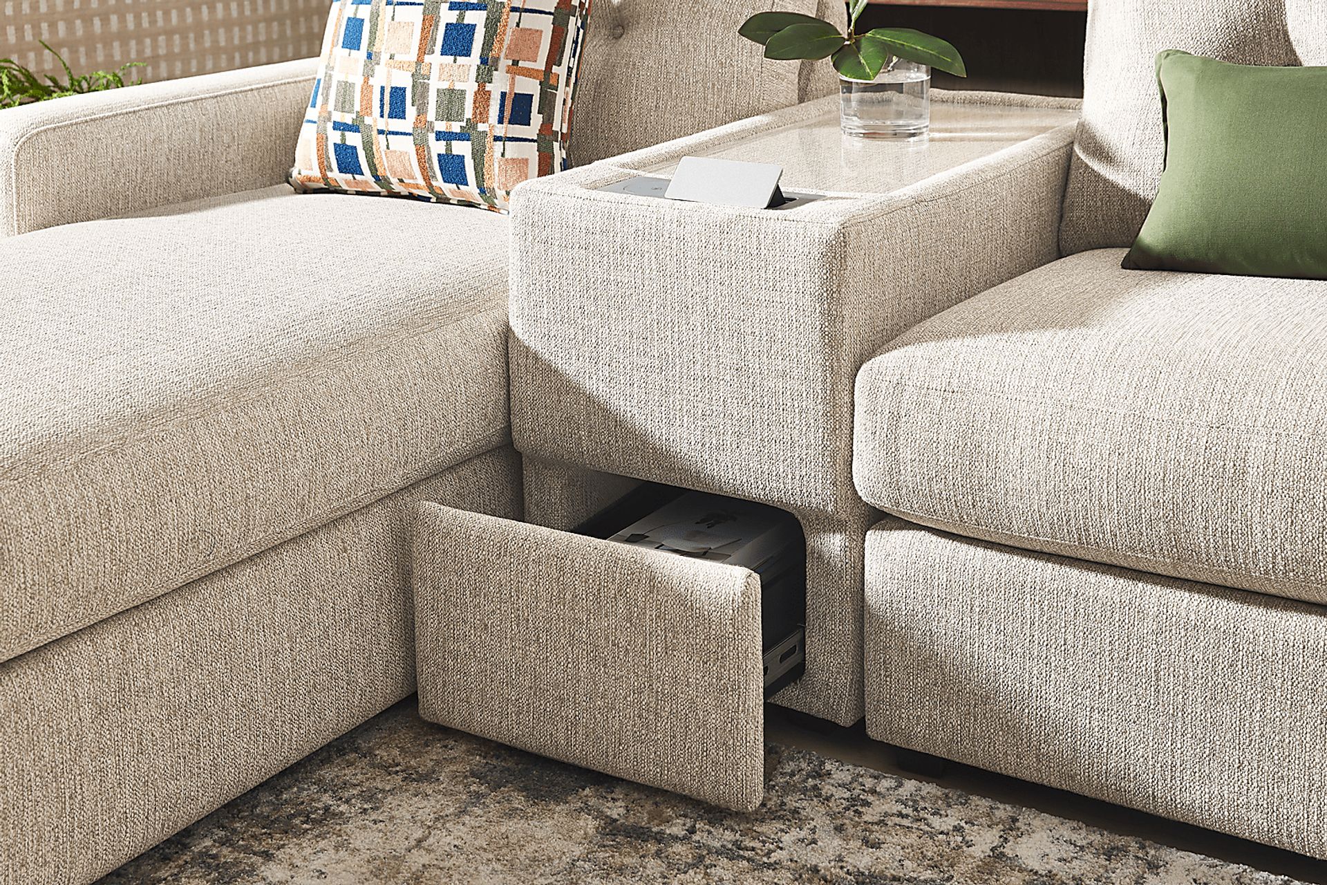 Pebble 3 Pc Power Reclining ModularOne with Media Console - Image 8