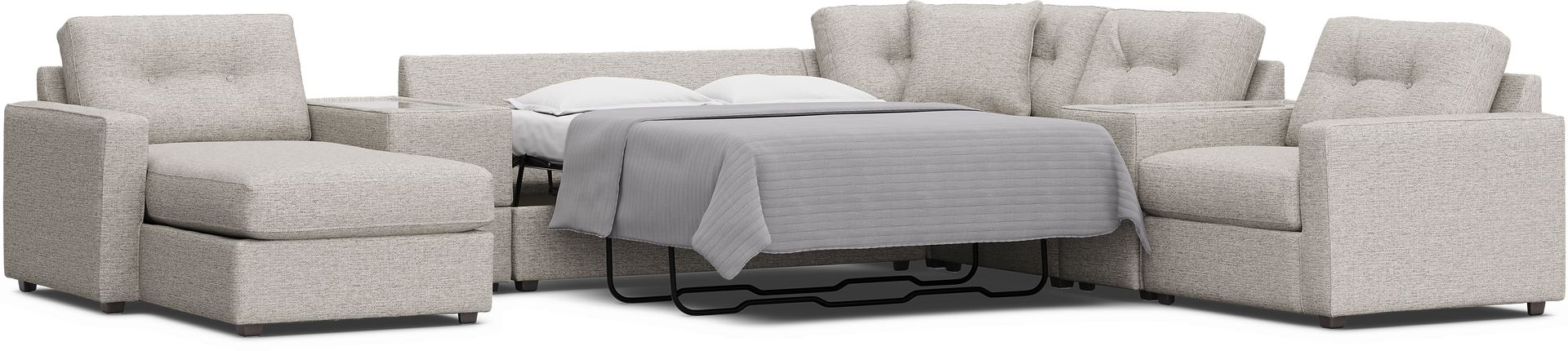 Pebble 7 Pc ModularOne Gel Foam Sleeper with Media Consoles - Image 3