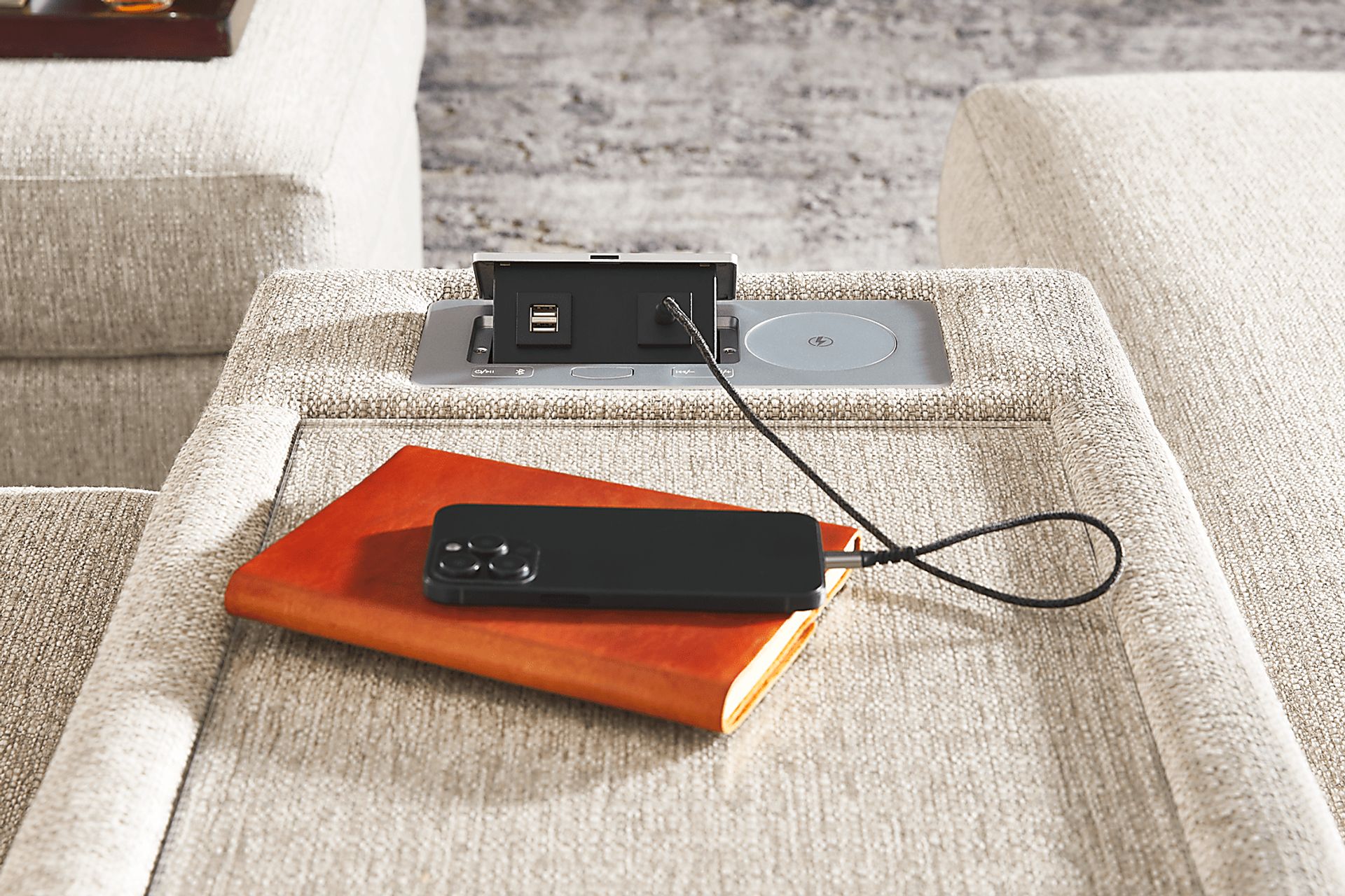 Pebble 7 Pc ModularOne Gel Foam Sleeper with Media Consoles - Image 7
