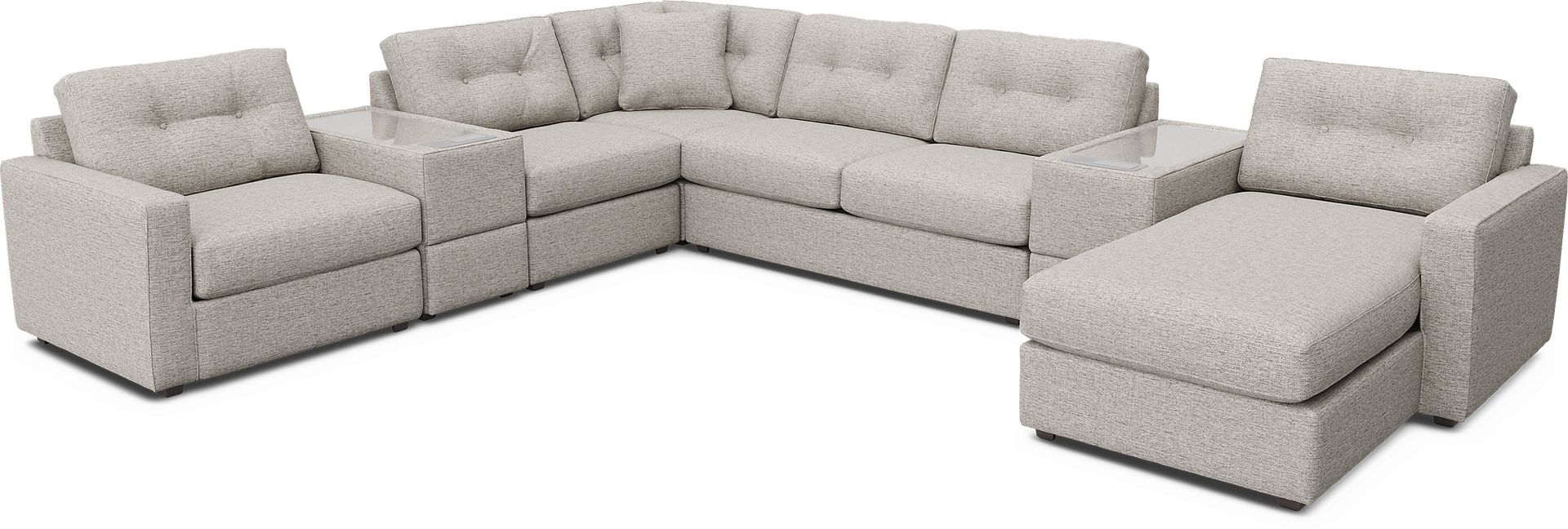 Pebble 7 Pc ModularOne Gel Foam Sleeper with Media Consoles - Image 1