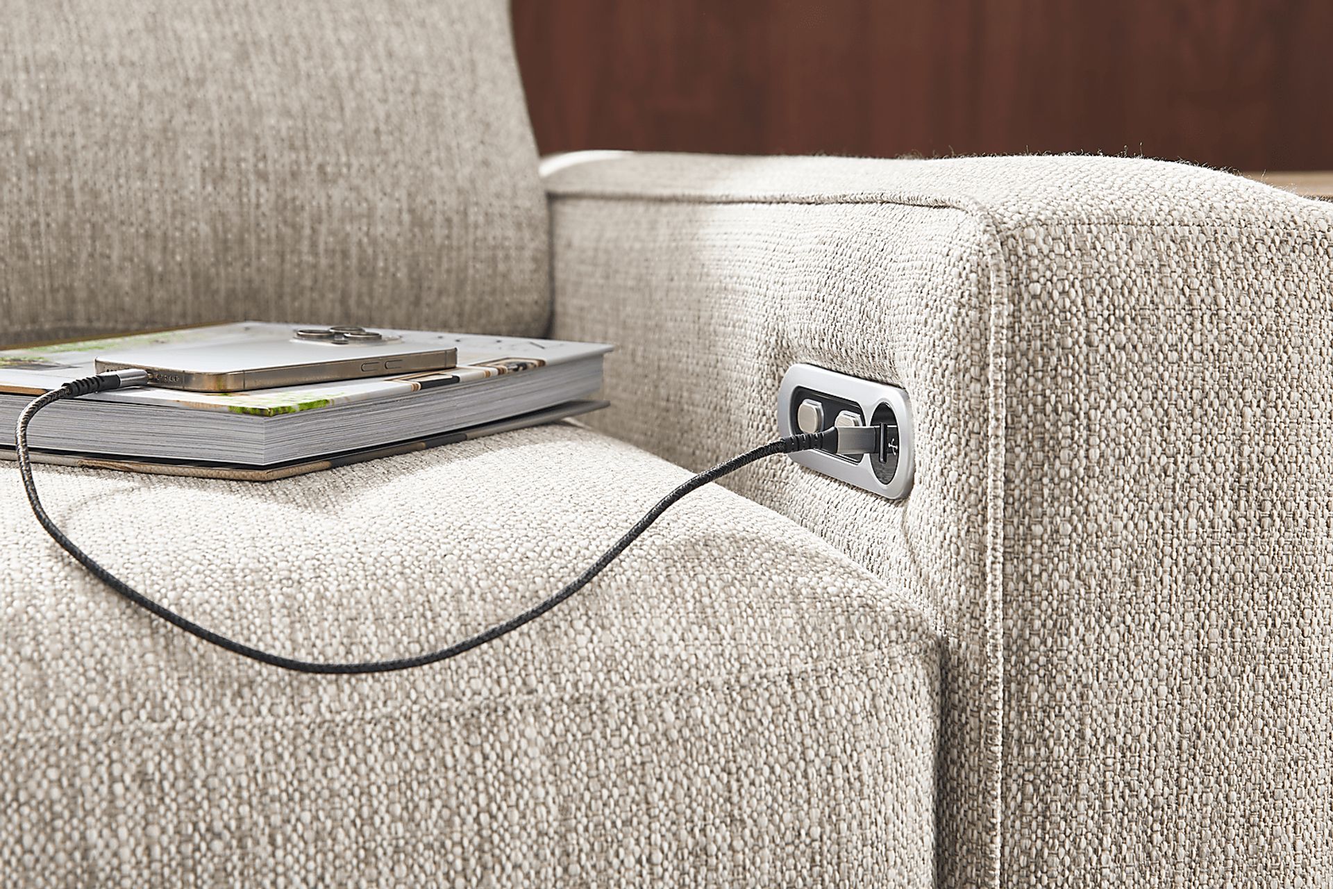 Pebble 8 Pc Power Reclining ModularOne with Media Consoles - Image 6