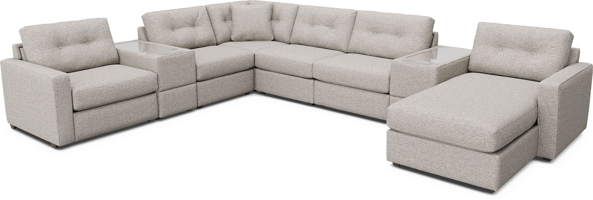 Pebble 8 Pc Power Reclining ModularOne with Media Consoles - Image 1