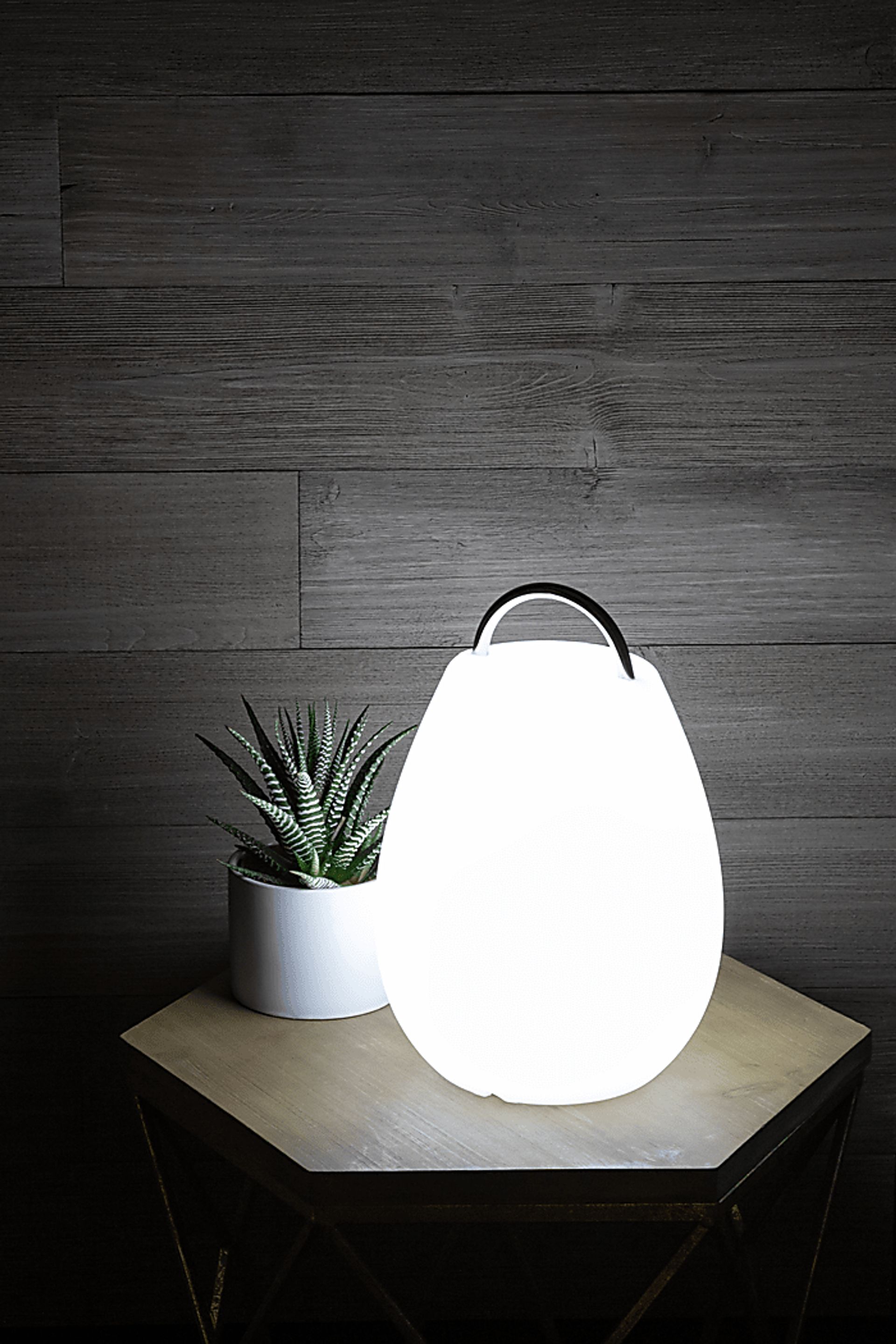Pedro Cove Indoor/Outdoor White Rechargeable Lantern - Image 3