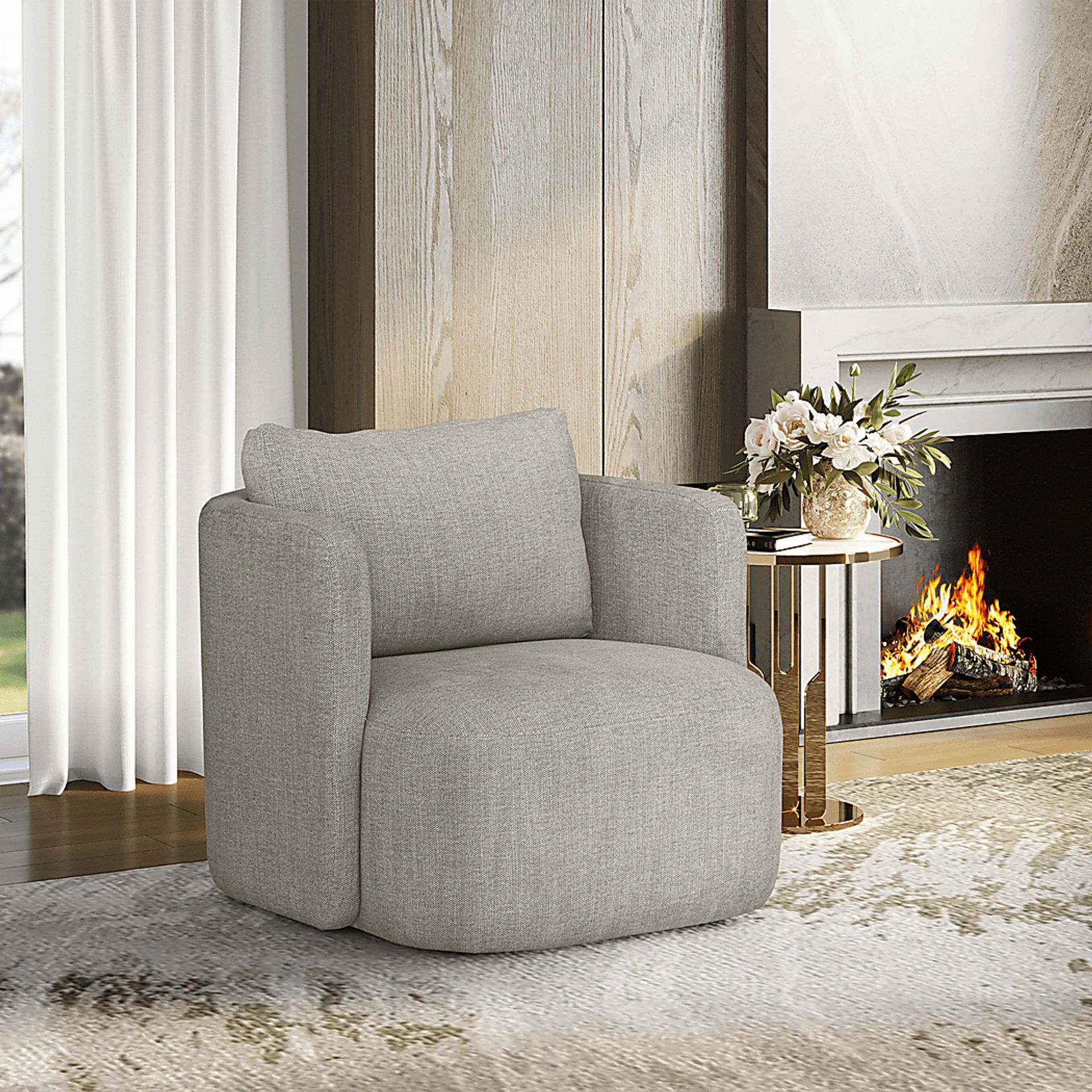 Penelope Ivory Swivel Chair - Image 3