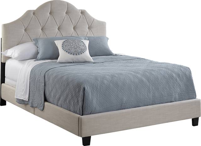 Penina Beige King Upholstered Bed - Thumbnail - Image 1