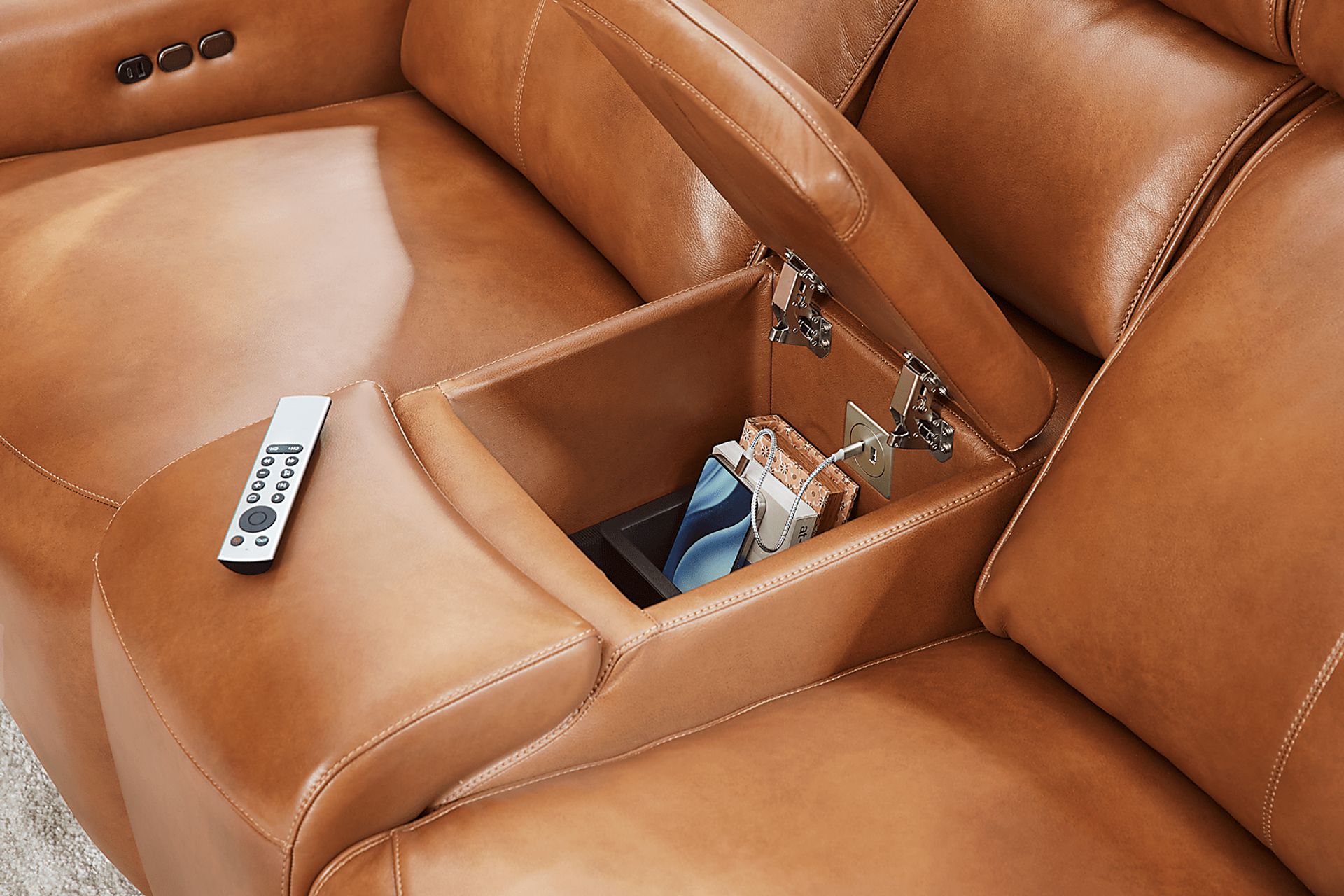 Peninsula Brown Leather 5 Pc Dual Power Reclining Living Room - Image 12