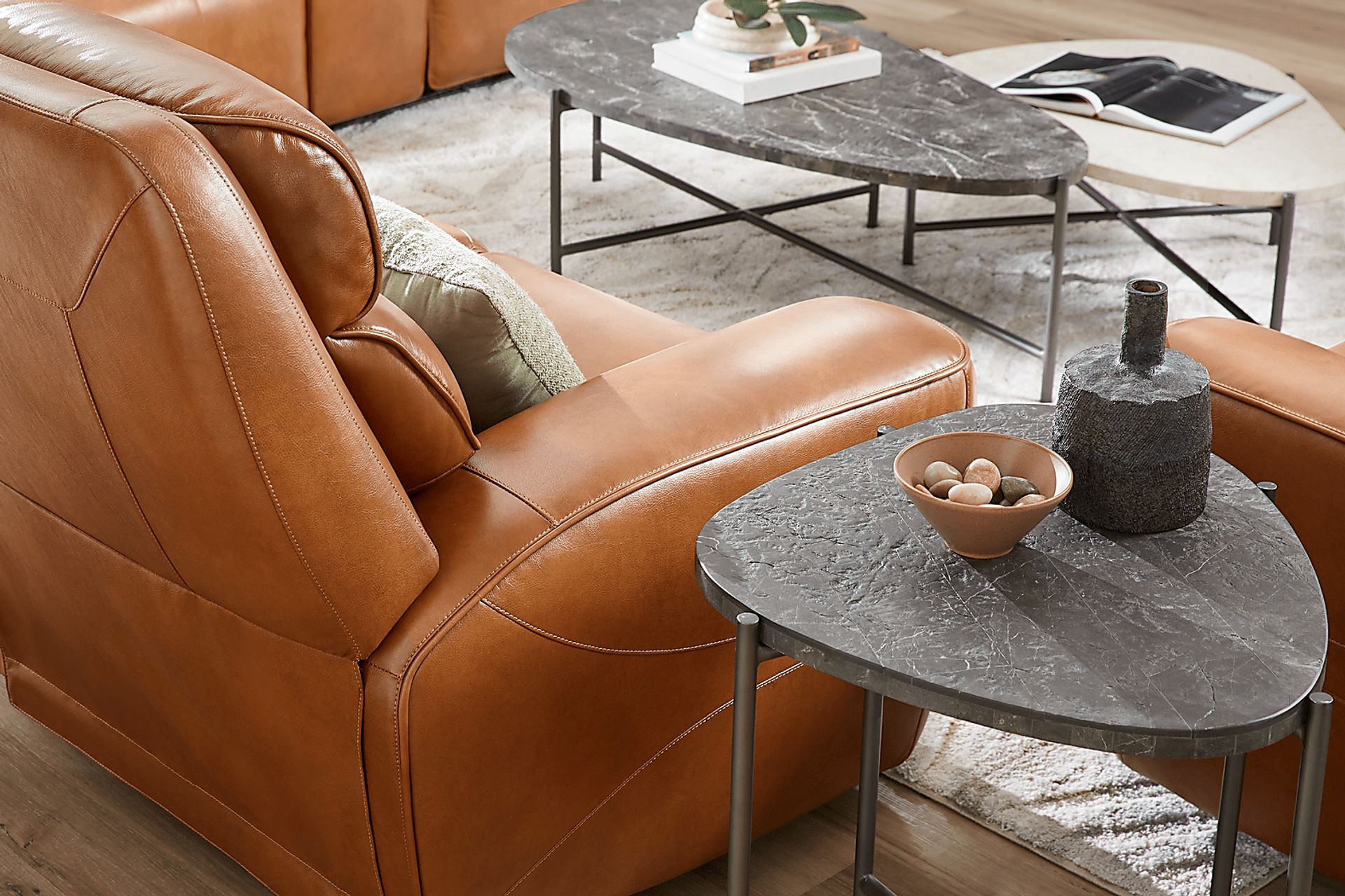 Peninsula Brown Leather 5 Pc Dual Power Reclining Living Room - Image 7