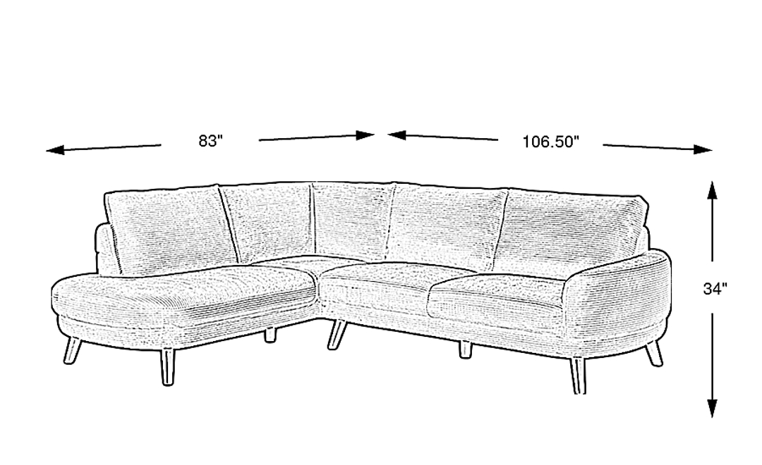 Penn Station 2 Pc Left Arm Chaise Sectional