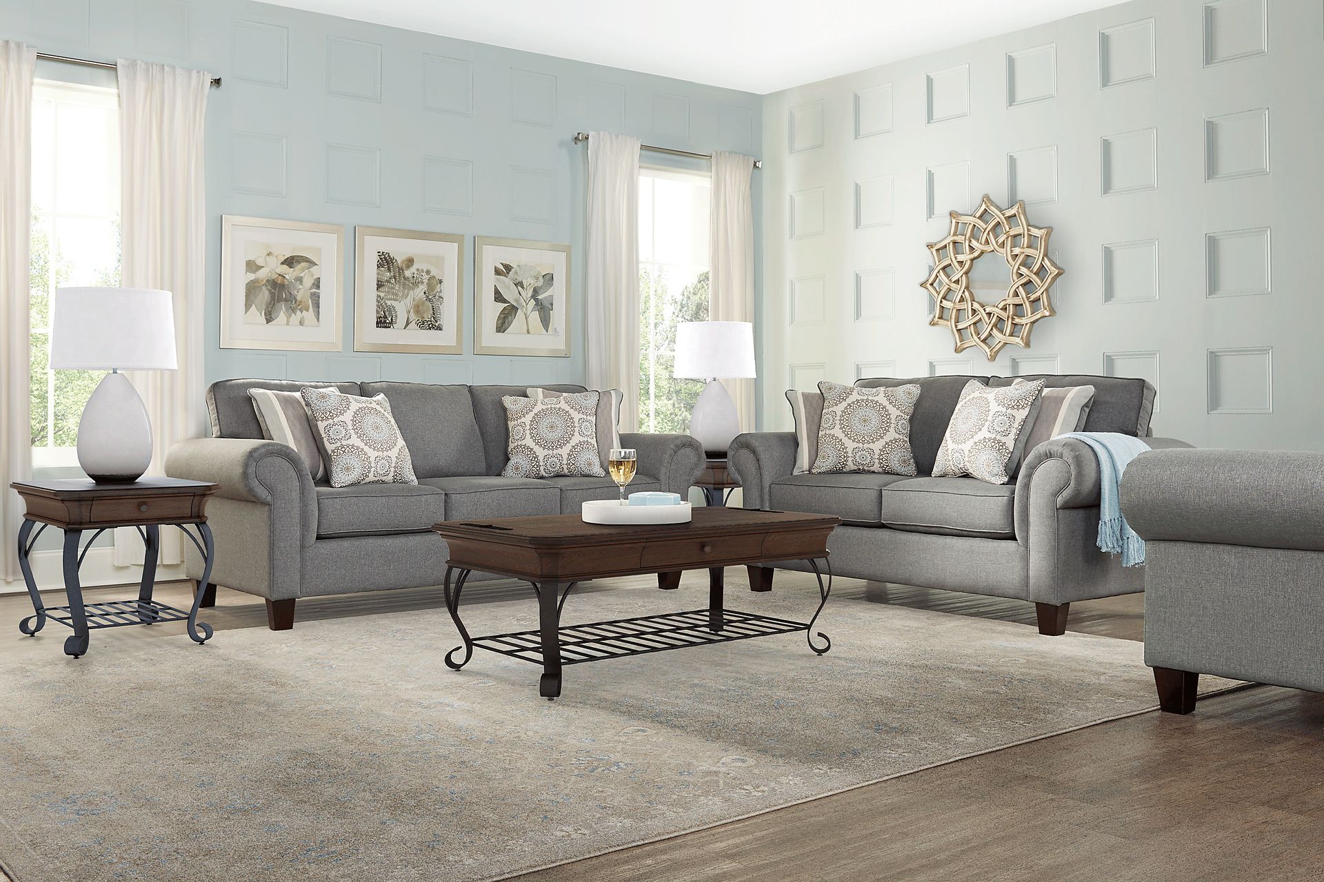 Pennington Gray 7 Pc Living Room with Gel Foam Sleeper Sofa - Image 1