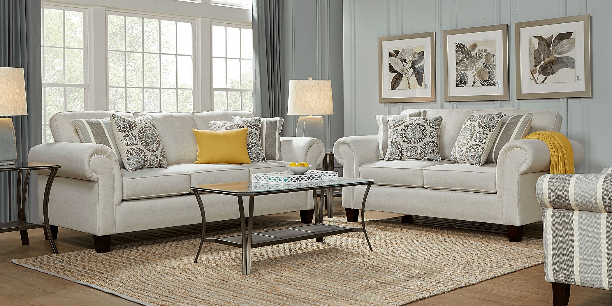 Pennington Sand 7 Pc Living Room with Sleeper Sofa Rooms To Go