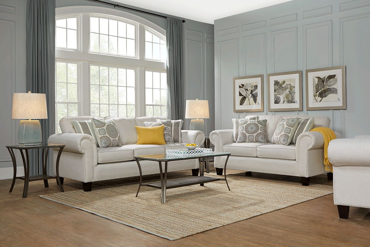 Pennington 8 Pc Sand Beige Fabric Living Room Set With Sofa, Loveseat
