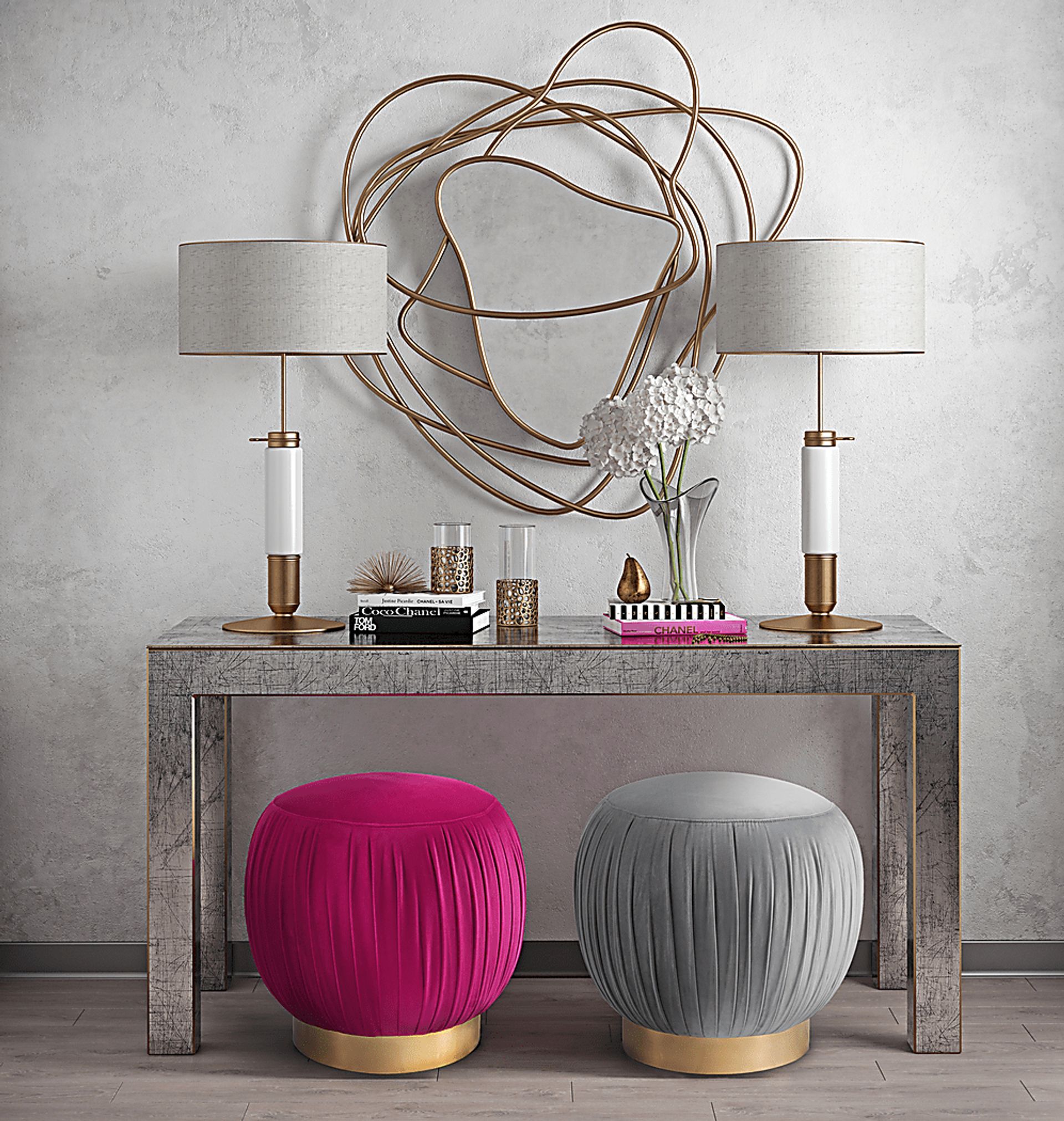 Peony Raspberry Ottoman - Image 2