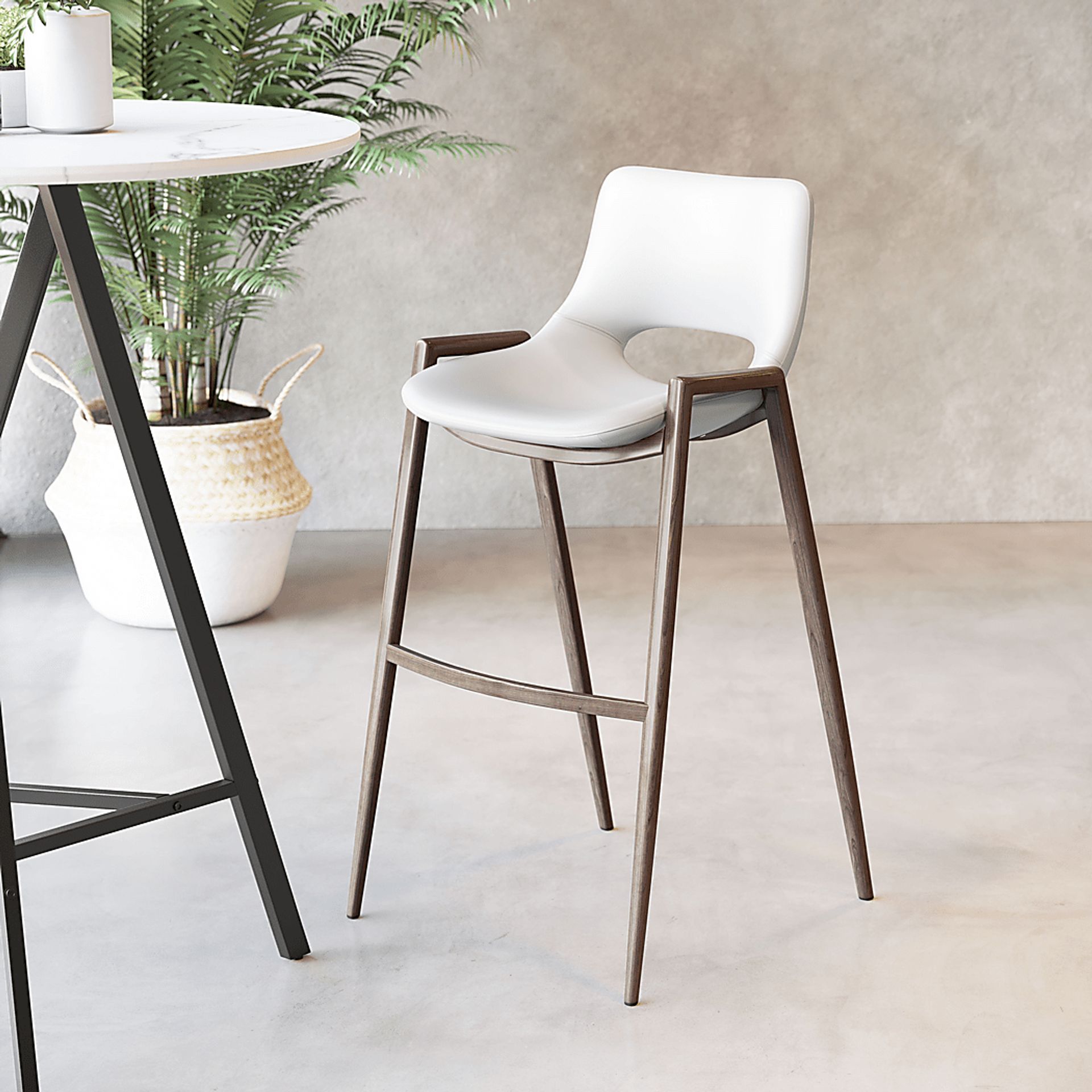 Percheron White Bar Stool, Set of 2 - Image 2