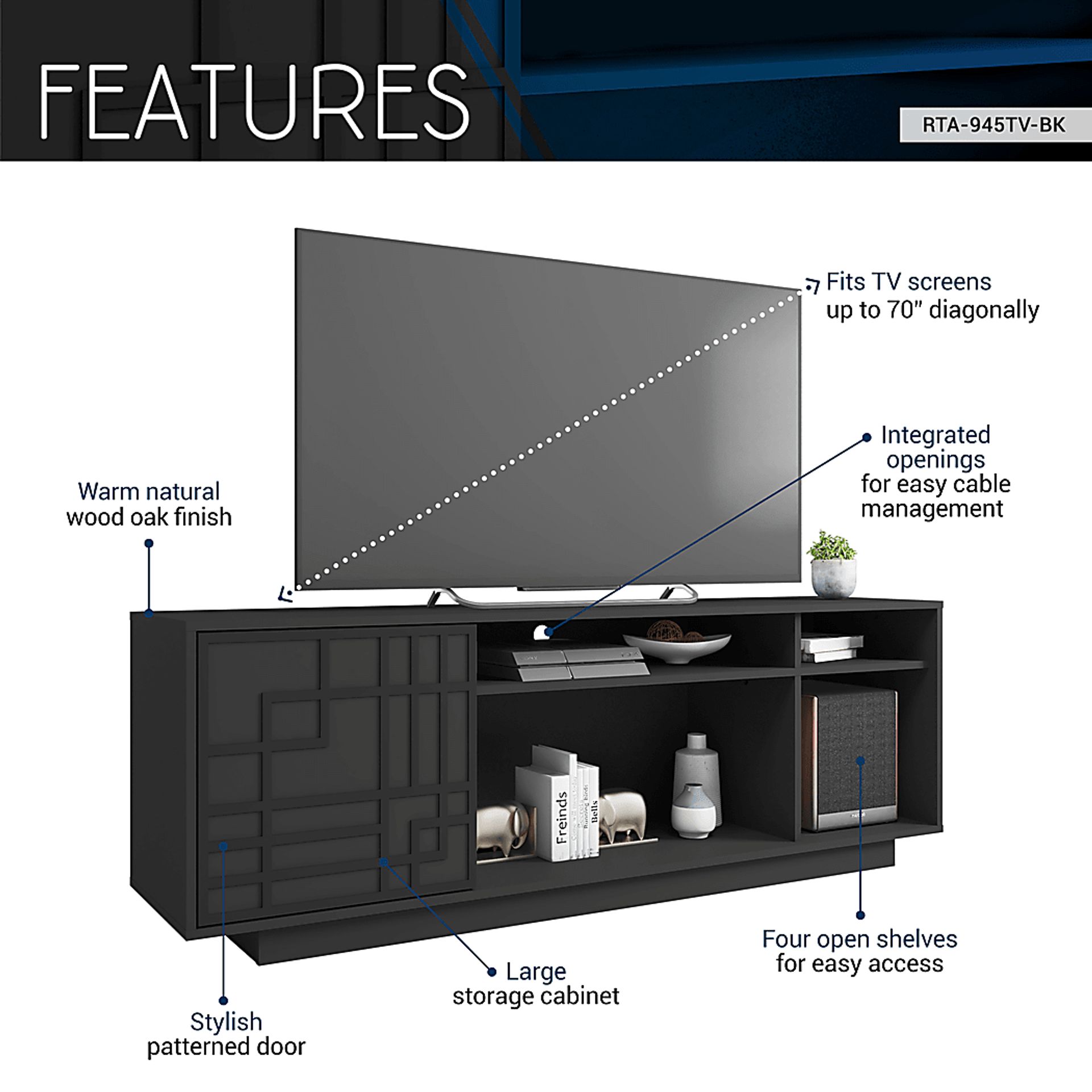 Percita Black 63 In. Console - Image 9
