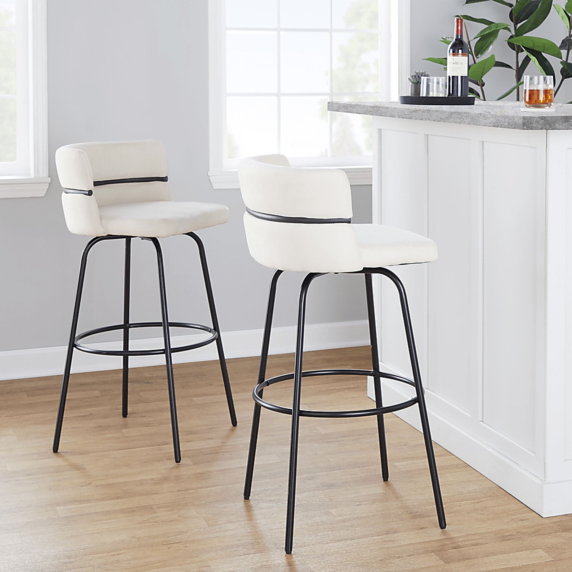 Percivale I Cream Swivel Barstool, Set of 2 - Image 2