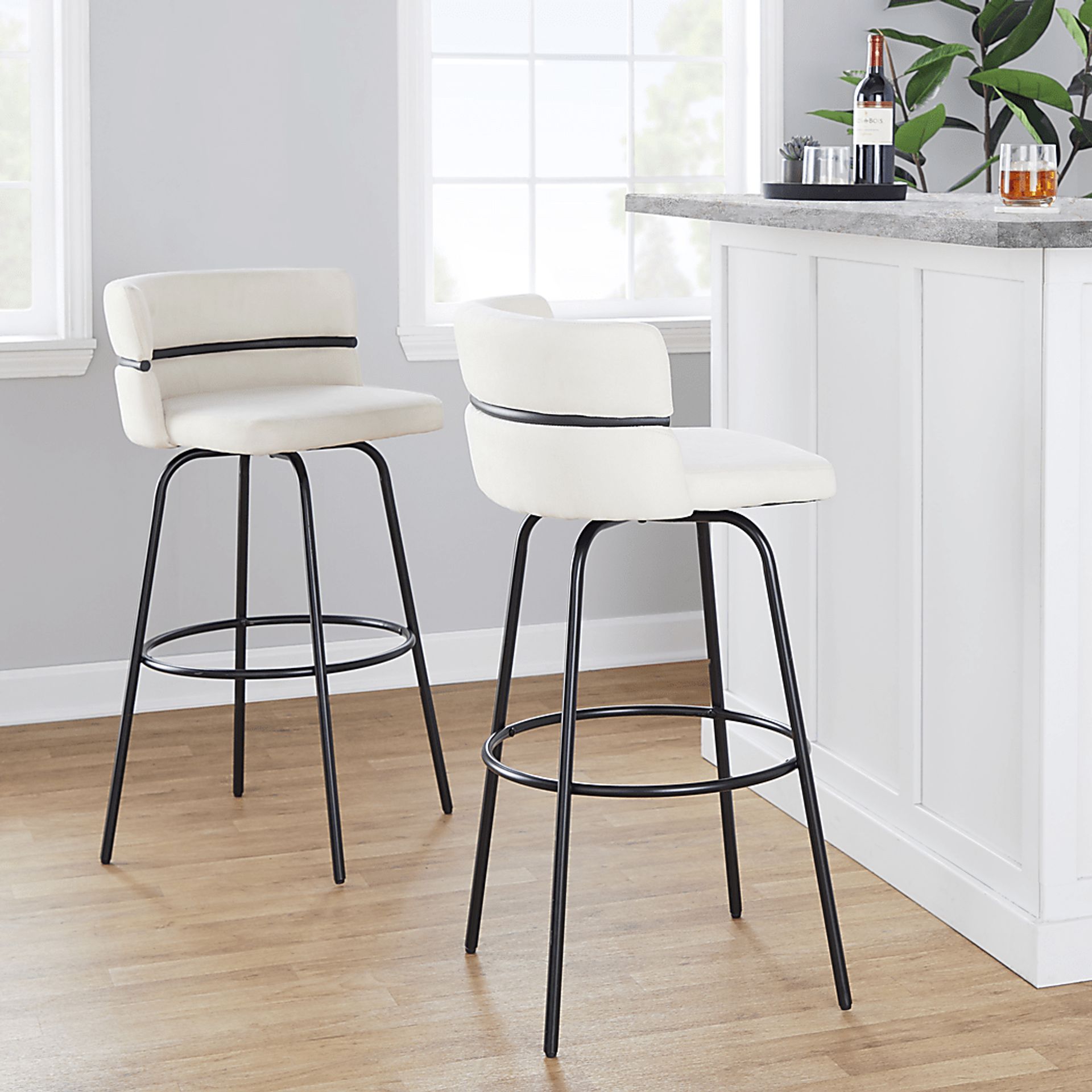 Percivale I Cream Swivel Barstool, Set of 2 - Image 3