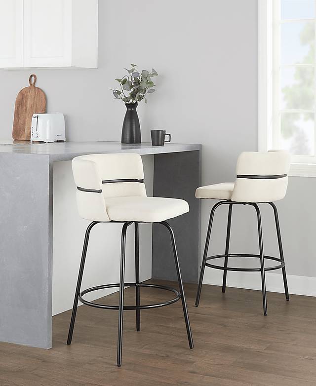 Percivale I Cream Swivel Counter Height Stool, Set of 2 - Thumbnail - Image 3