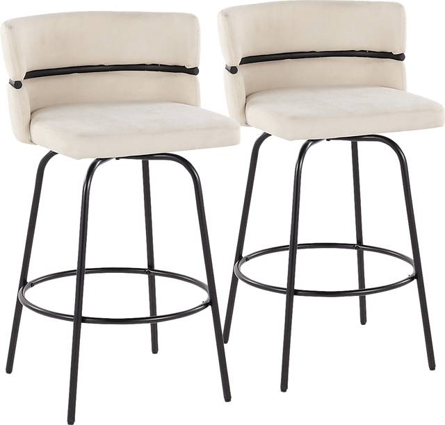 Percivale I Cream Swivel Counter Height Stool, Set of 2 - Thumbnail - Image 1