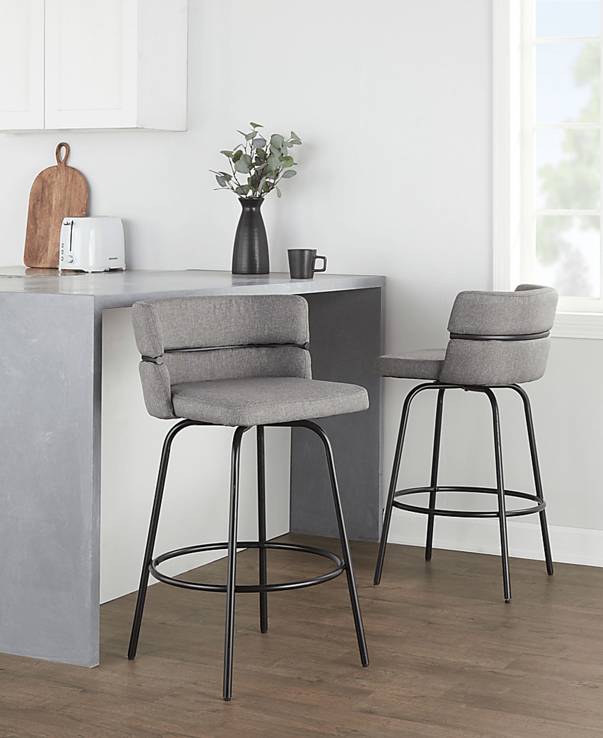 Percivale I Gray Swivel Counter Height Stool, Set of 2 - Image 4