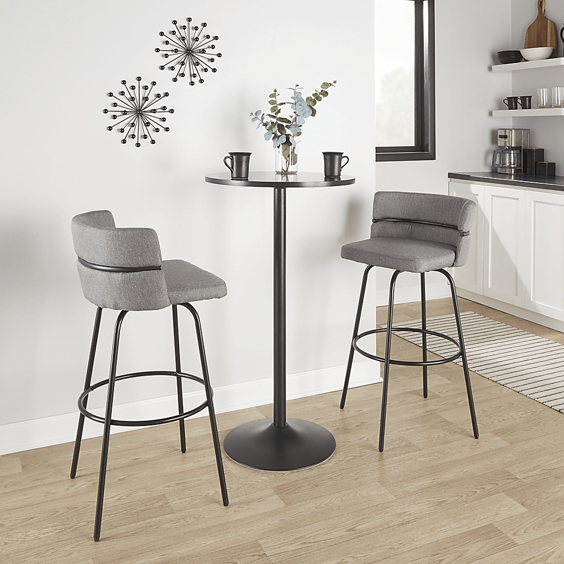 Percivale I Light Gray Swivel Barstool, Set of 2 - Image 2