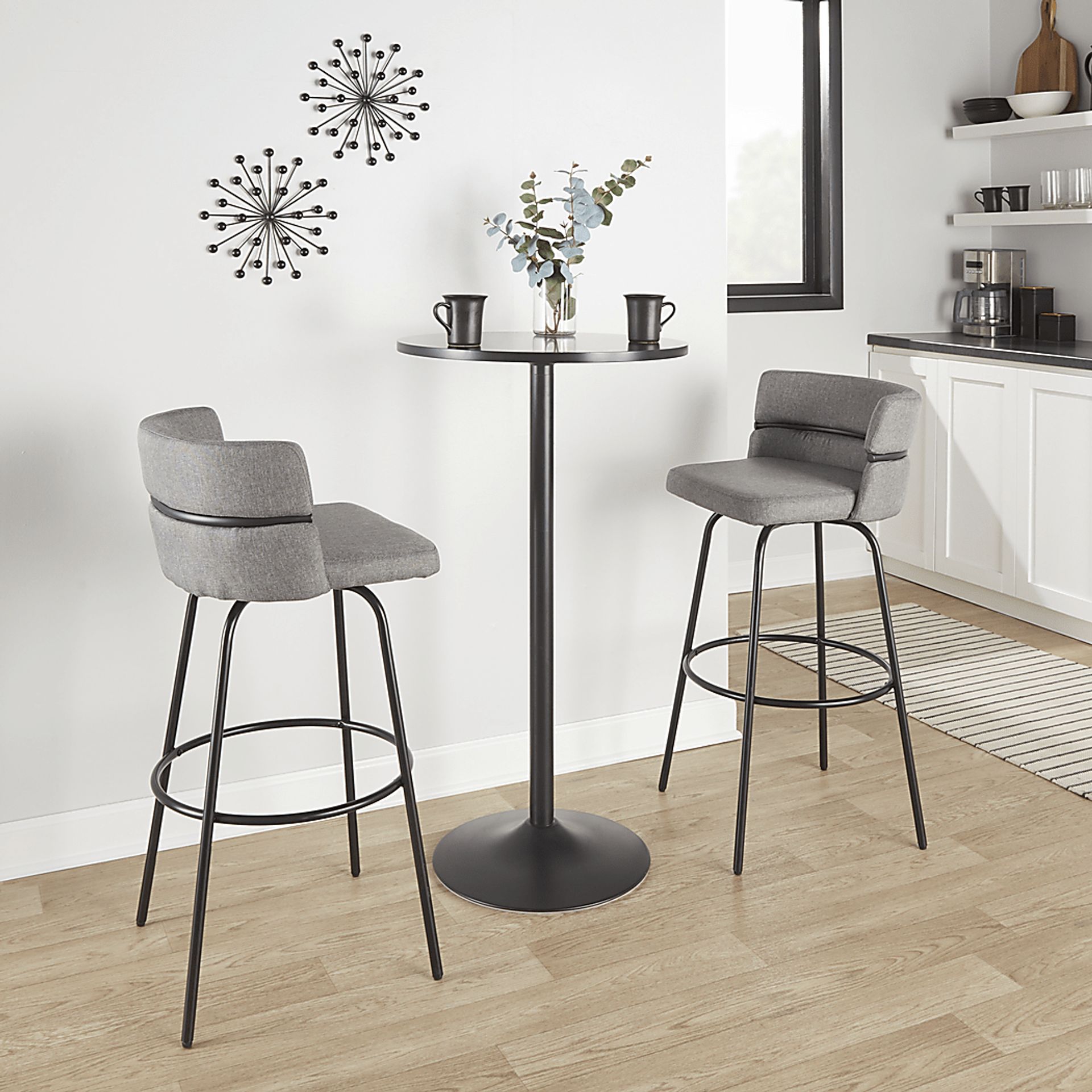 Percivale I Light Gray Swivel Barstool, Set of 2 - Image 3