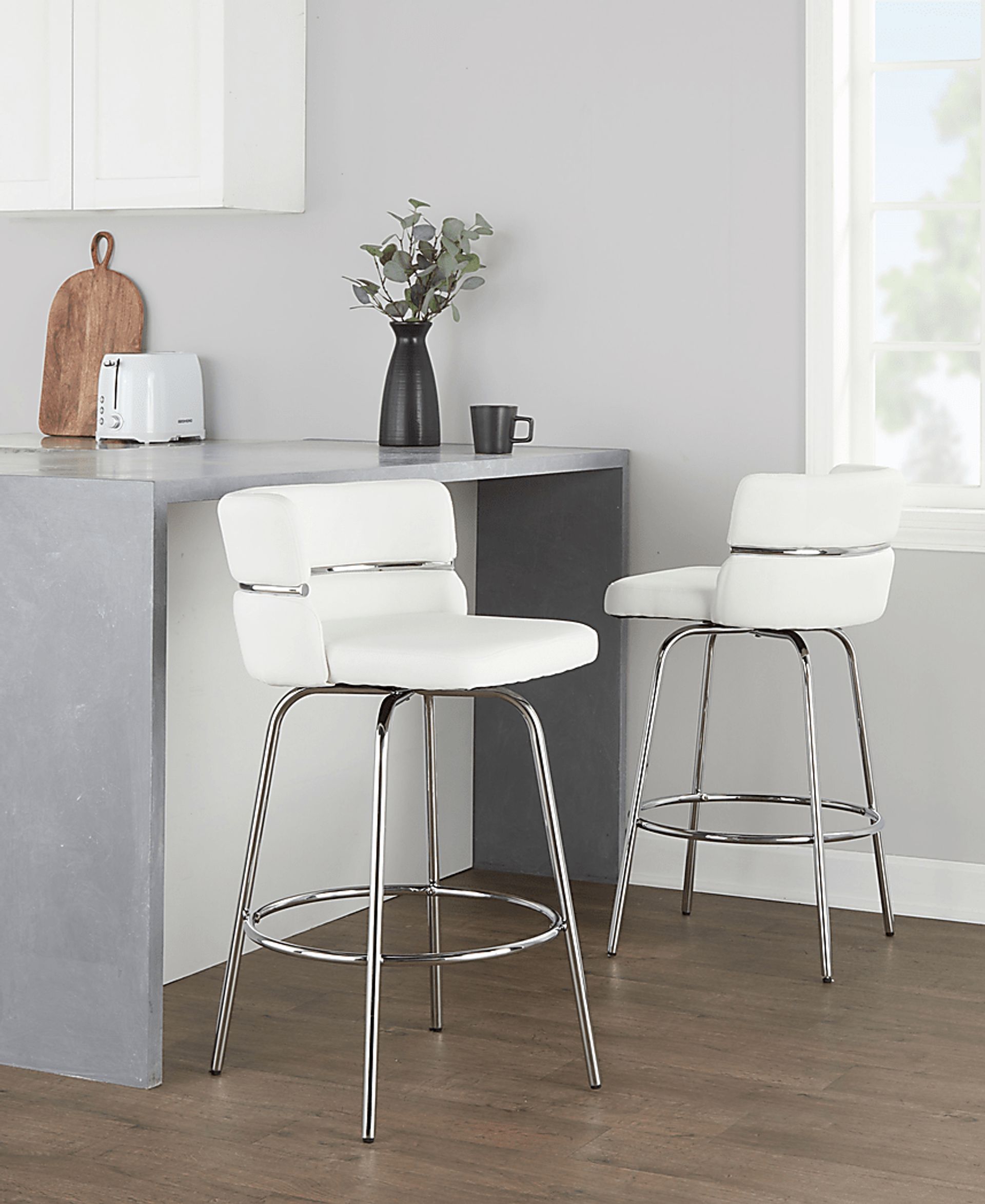 Percivale II White Swivel Counter Height Stool, Set of 2 - Image 3