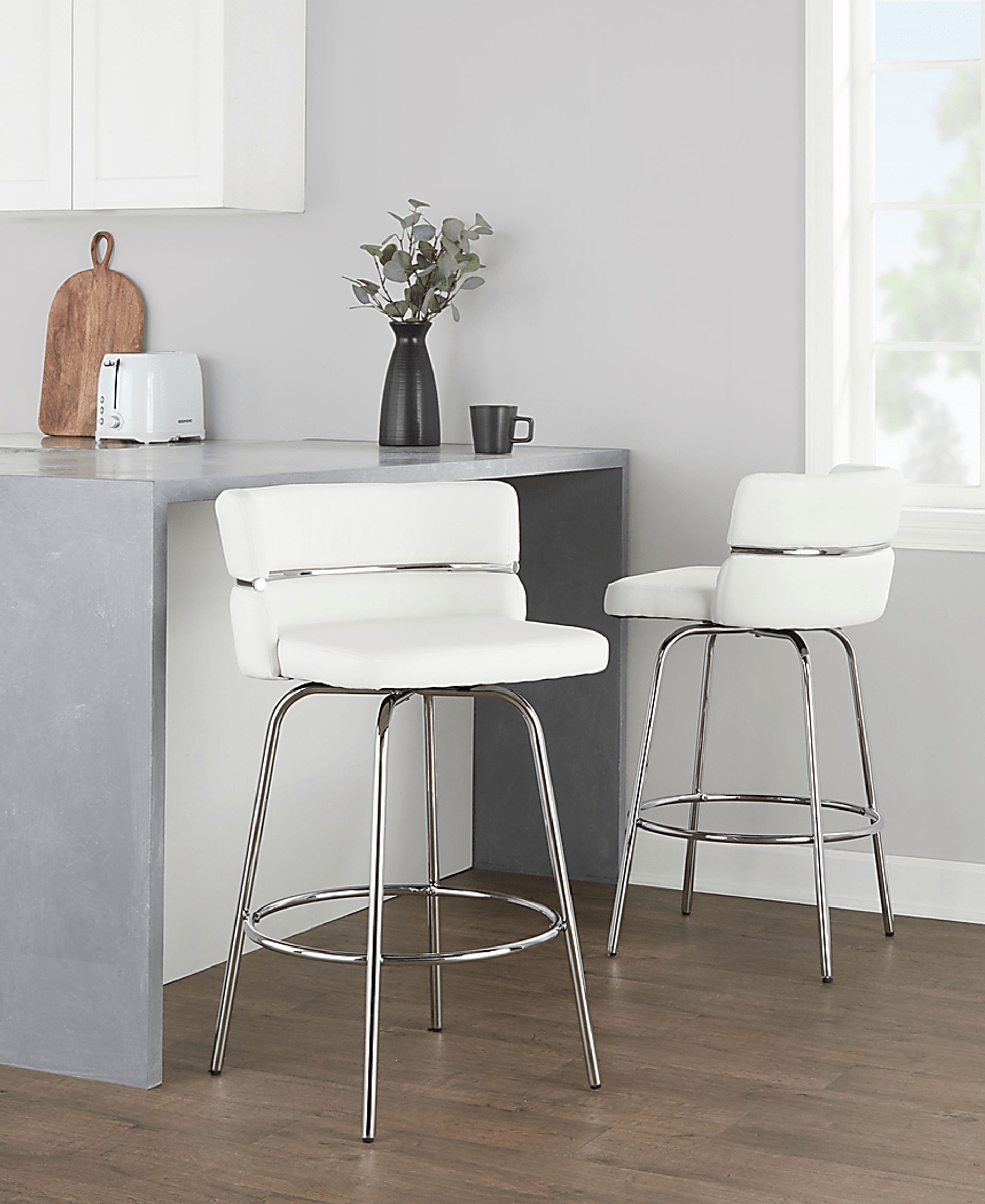 Percivale II White Swivel Counter Height Stool, Set of 2 - Image 5