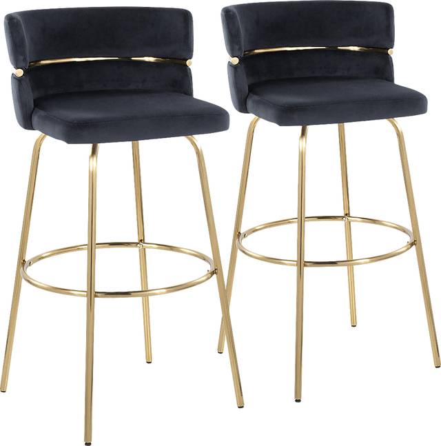 Percivale III Black Swivel Barstool, Set of 2 - Thumbnail - Image 1
