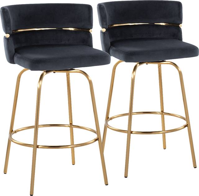 Percivale III Black Swivel Counter Height Stool, Set of 2 - Thumbnail - Image 1