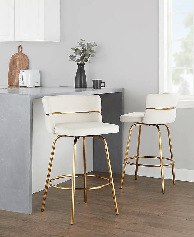 Percivale III Cream Swivel Counter Height Stool, Set of 2 - Thumbnail - Image 5