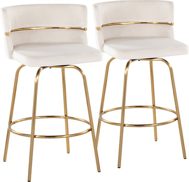 Percivale III Cream Swivel Counter Height Stool, Set of 2 - Thumbnail - Image 1
