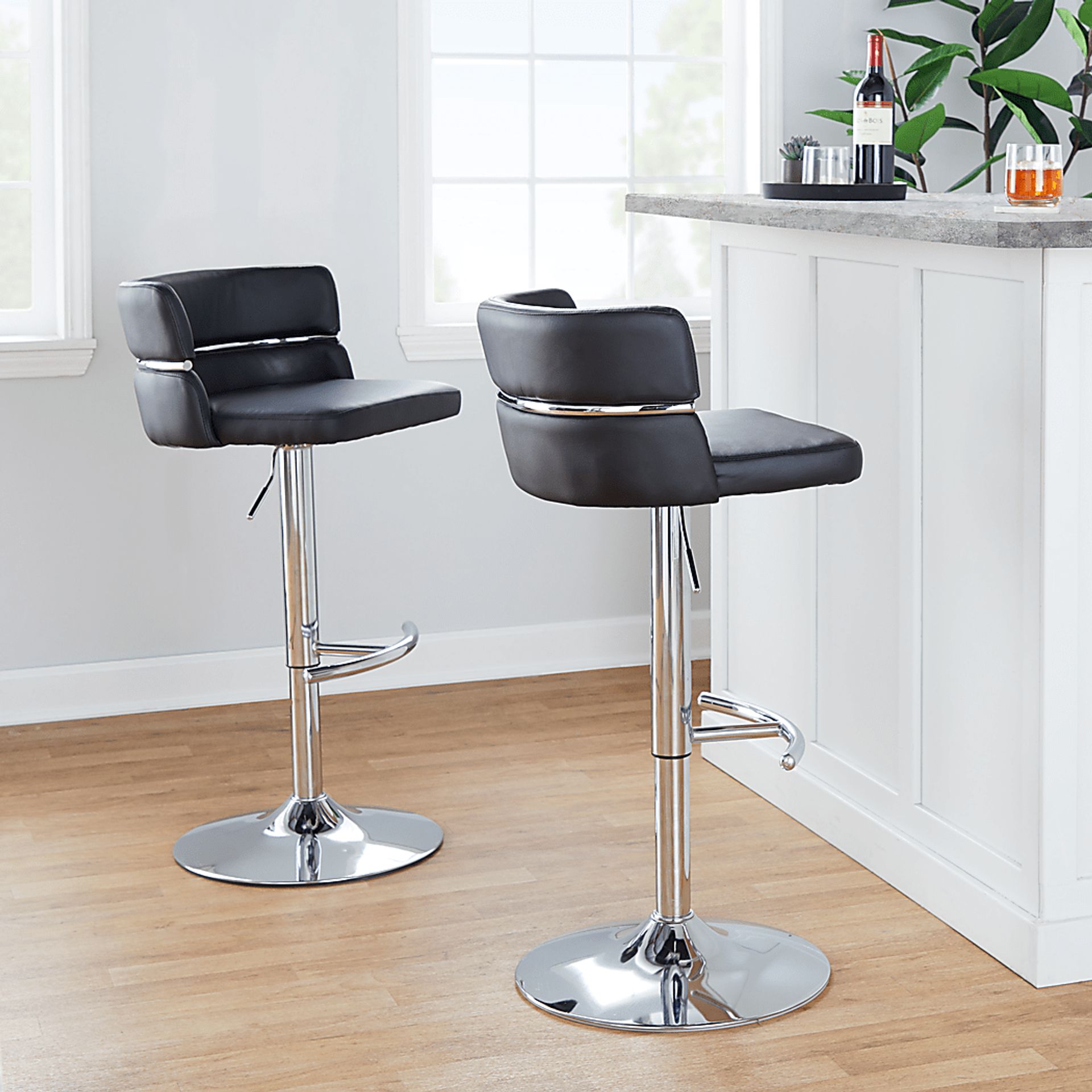 Percivale IV Black Adjustable Barstool, Set of 2 - Image 2