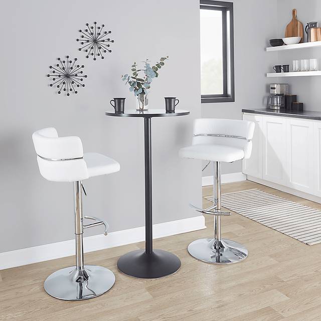 Percivale IV White Adjustable Barstool, Set of 2 - Thumbnail - Image 3