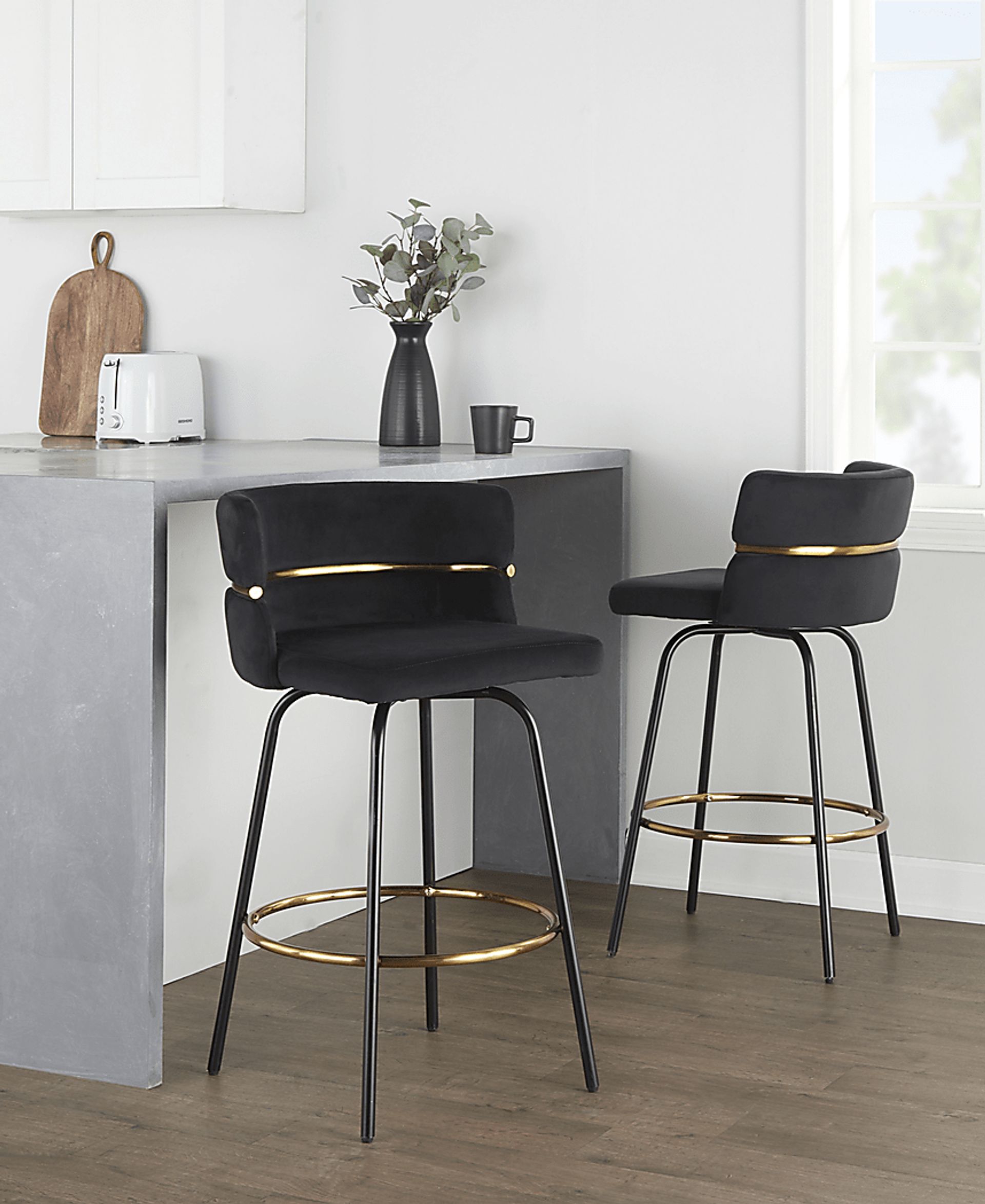 Percivale V Black Swivel Barstool, Set of 2 - Image 3