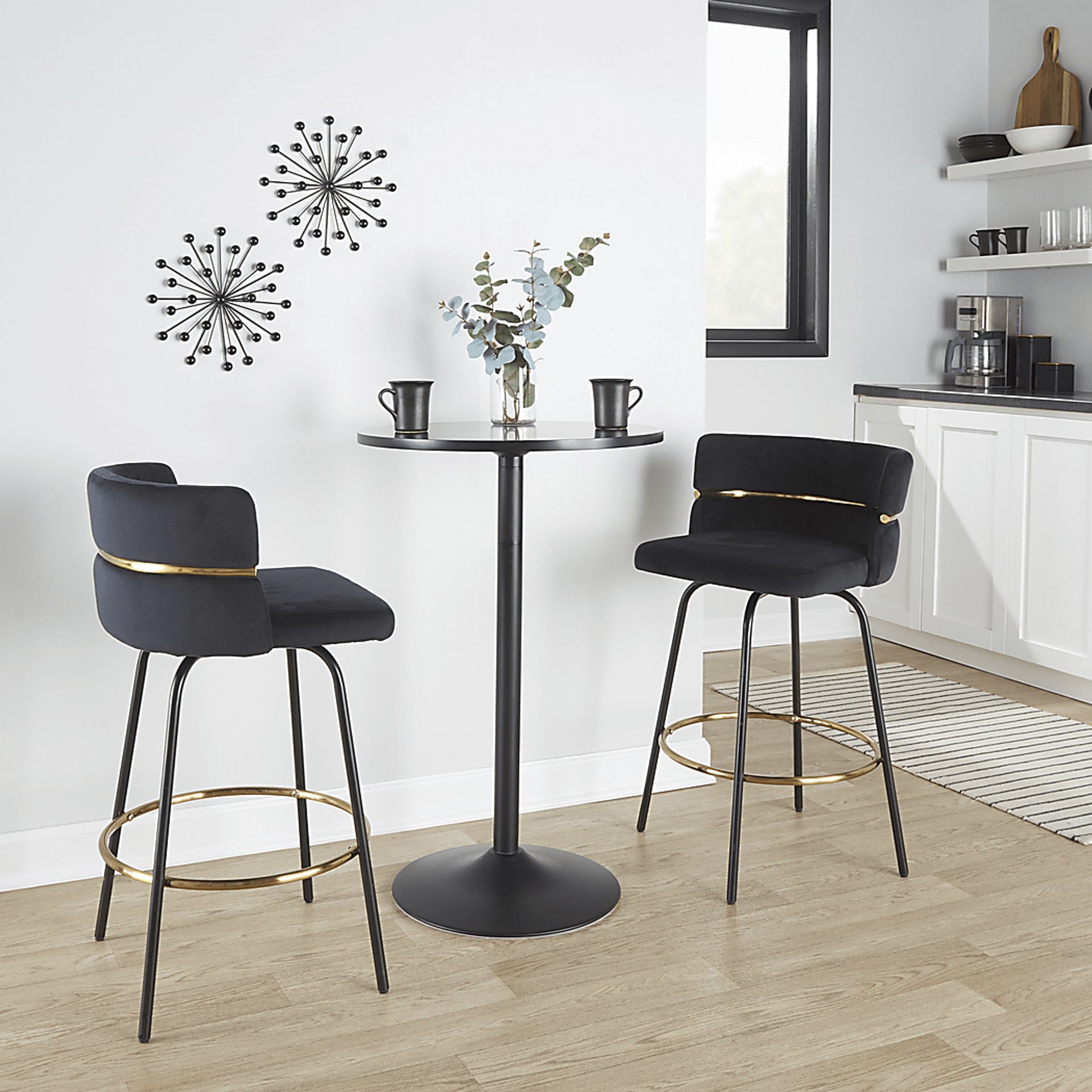 Percivale V Black Swivel Barstool, Set of 2 - Image 4