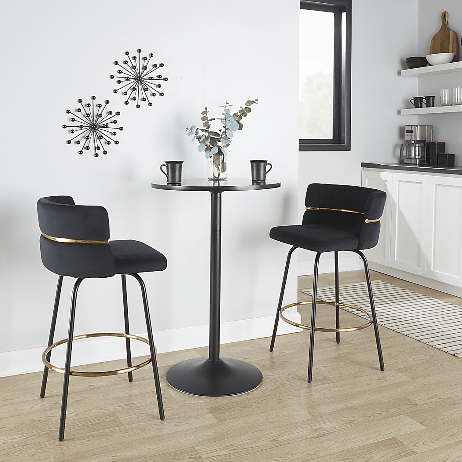 Percivale V Black Swivel Barstool, Set of 2 - Image 5