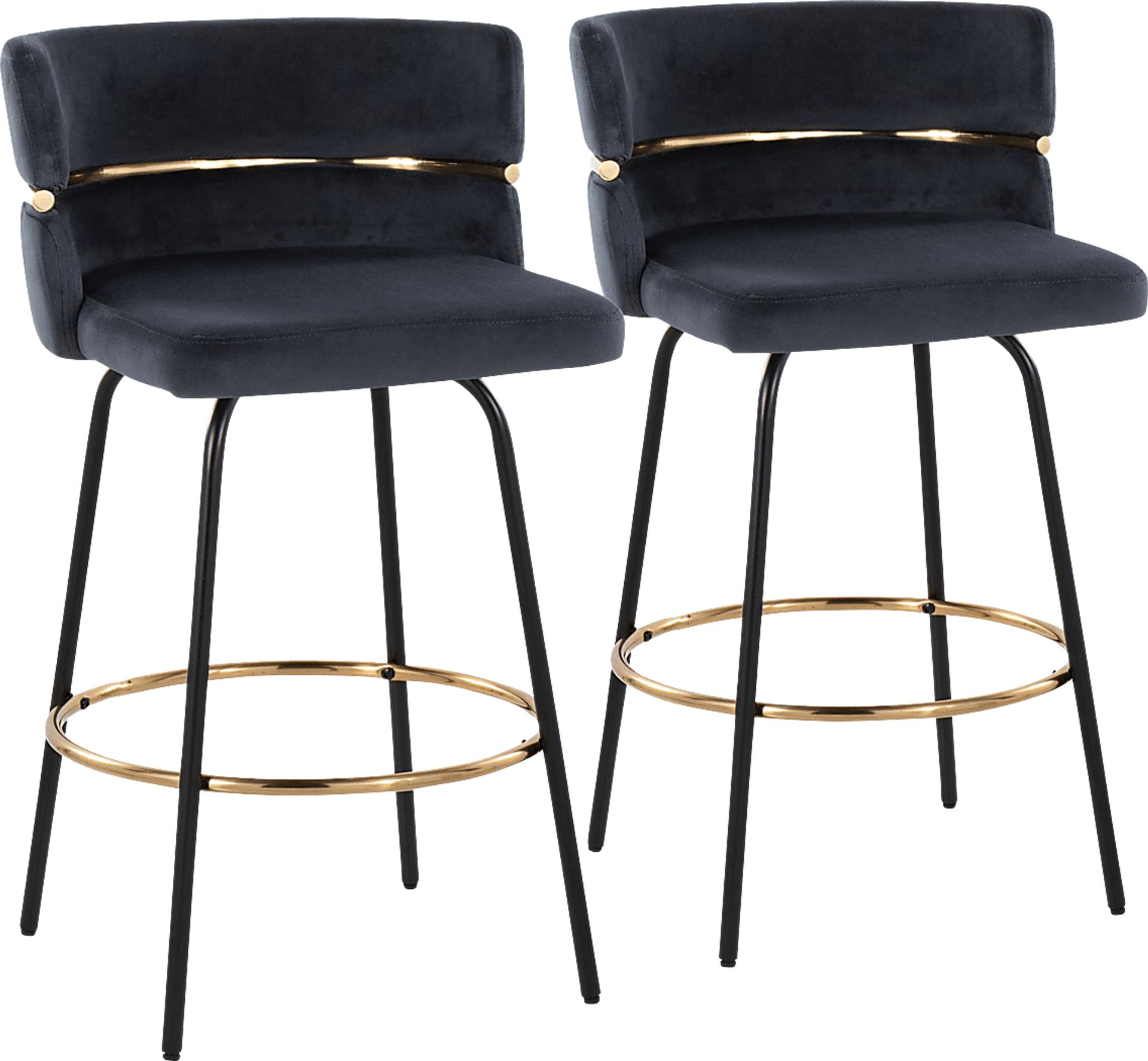 Percivale V Black Swivel Barstool, Set of 2 - Image 1