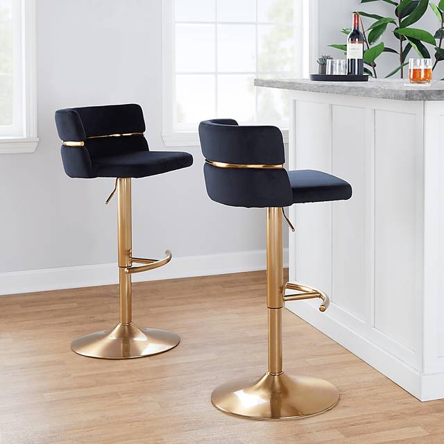 Percivale VI Black Adjustable Barstool, Set of 2 - Thumbnail - Image 2